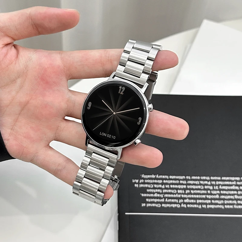 Sleek Solid Stainless Steel Smartwatch Strap - 20/22mm Bracelet Band