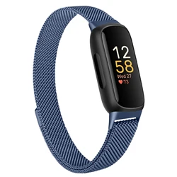Elegant Stainless Steel Magnetic Strap - Premium Metal Bracelet Wristband Accessory - Fitbit inspire 3 (Navy Blue)