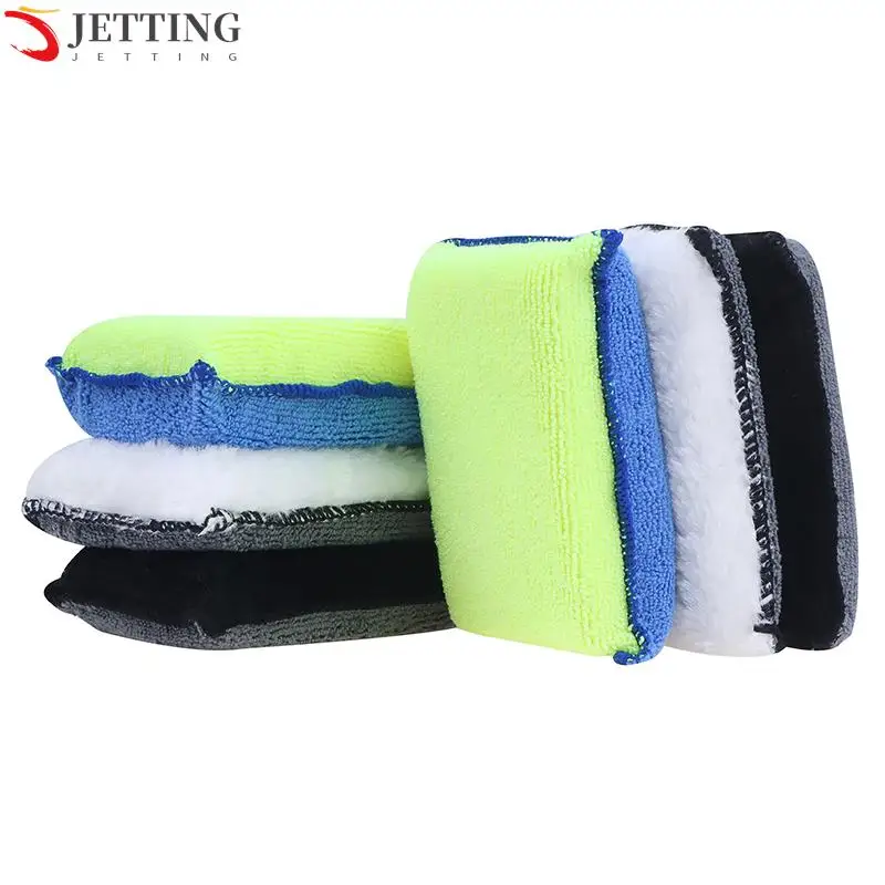 

For Leather Interior Car Wash Pad No Scratch Car Microfiber Scrubbing Sponge Block 2PCS Double Side Auto Scrubbing Sponge