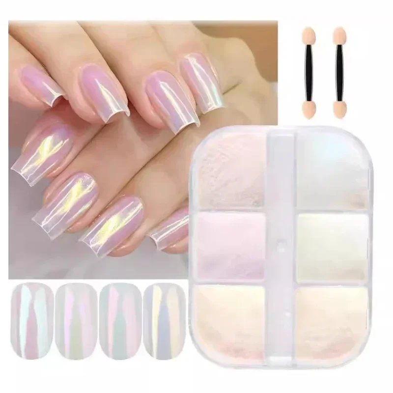 Moonlight Mirror Nails Powder Metallic Chrome Effect Pigments Gel Polish Laser Dust Glitter Aurora Shiny Pearl Nail Manicure