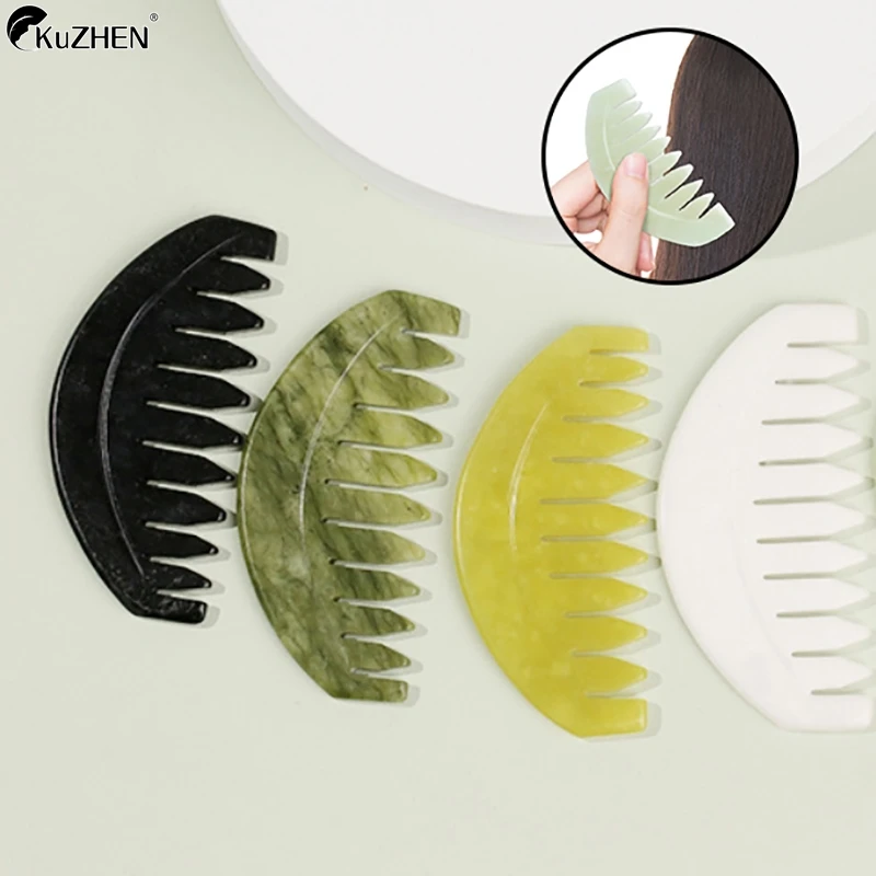 

1Pc Crescent Comb Natural Jade Massage Scraping Comb Large Gear Health Comb Head Massager Ladies Scalp Health Care Tool