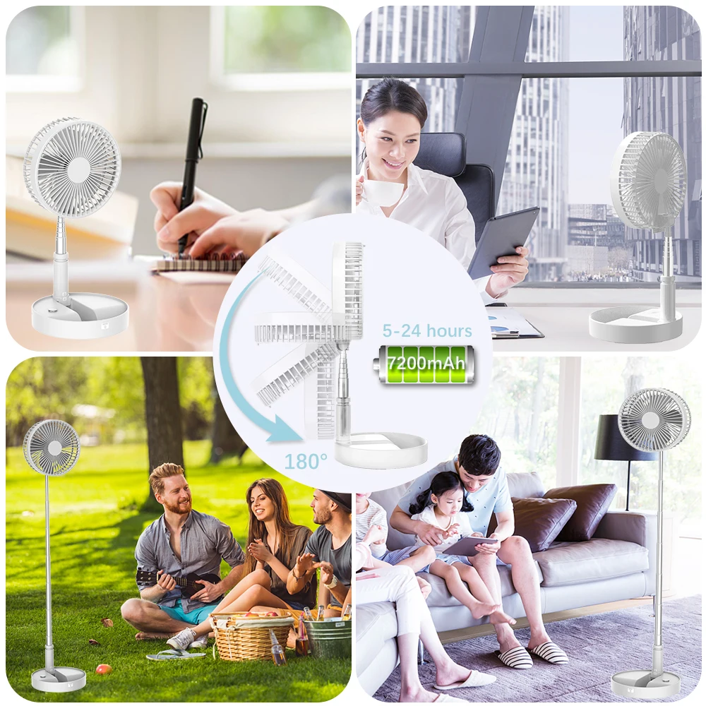 UNITEDTIME Desk and table fan, Foldable Fans Portable Travel Fan Battery Operated or USB Powered,Adjustable Height,My Foldaway 3