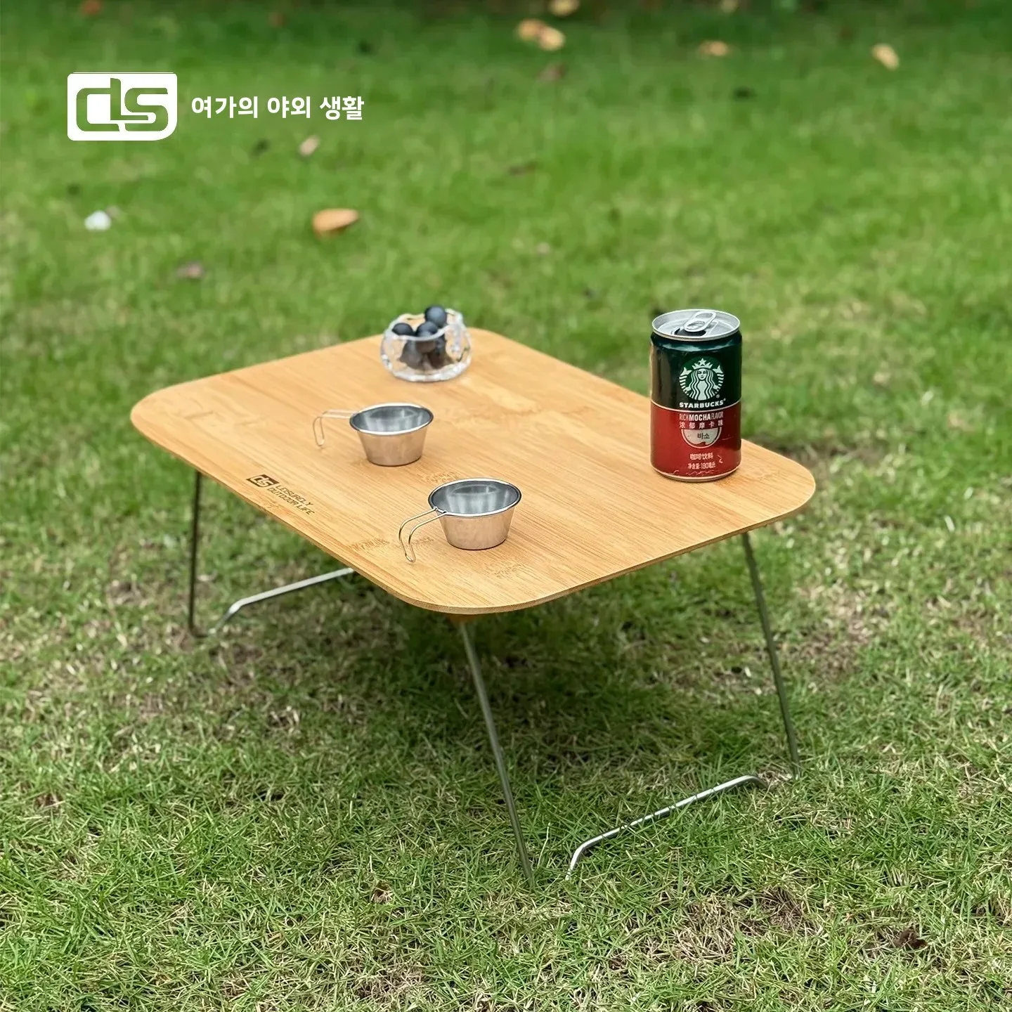 CLS&NOBANA 야외 미니 접이식 테이블 캠핑 피크닉 대나무 목재 테이블 휴대용 가정용 차량용 싱글 테이블 대나무 스테인리스 스틸