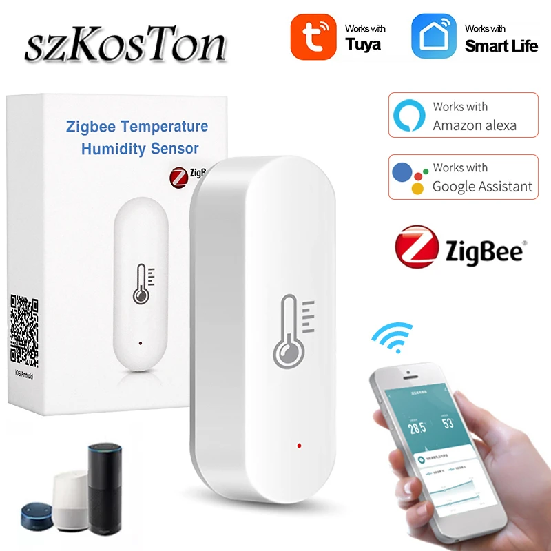 Датчик температуры и влажности Tuya Умный домашний гигрометр Zigbee с монитором в