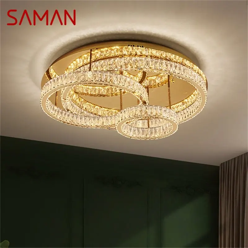 

SAMAN Nordic Modern Ceiling Lamps LED Crystal Decorative Lighting Fixture For Home Bedroom