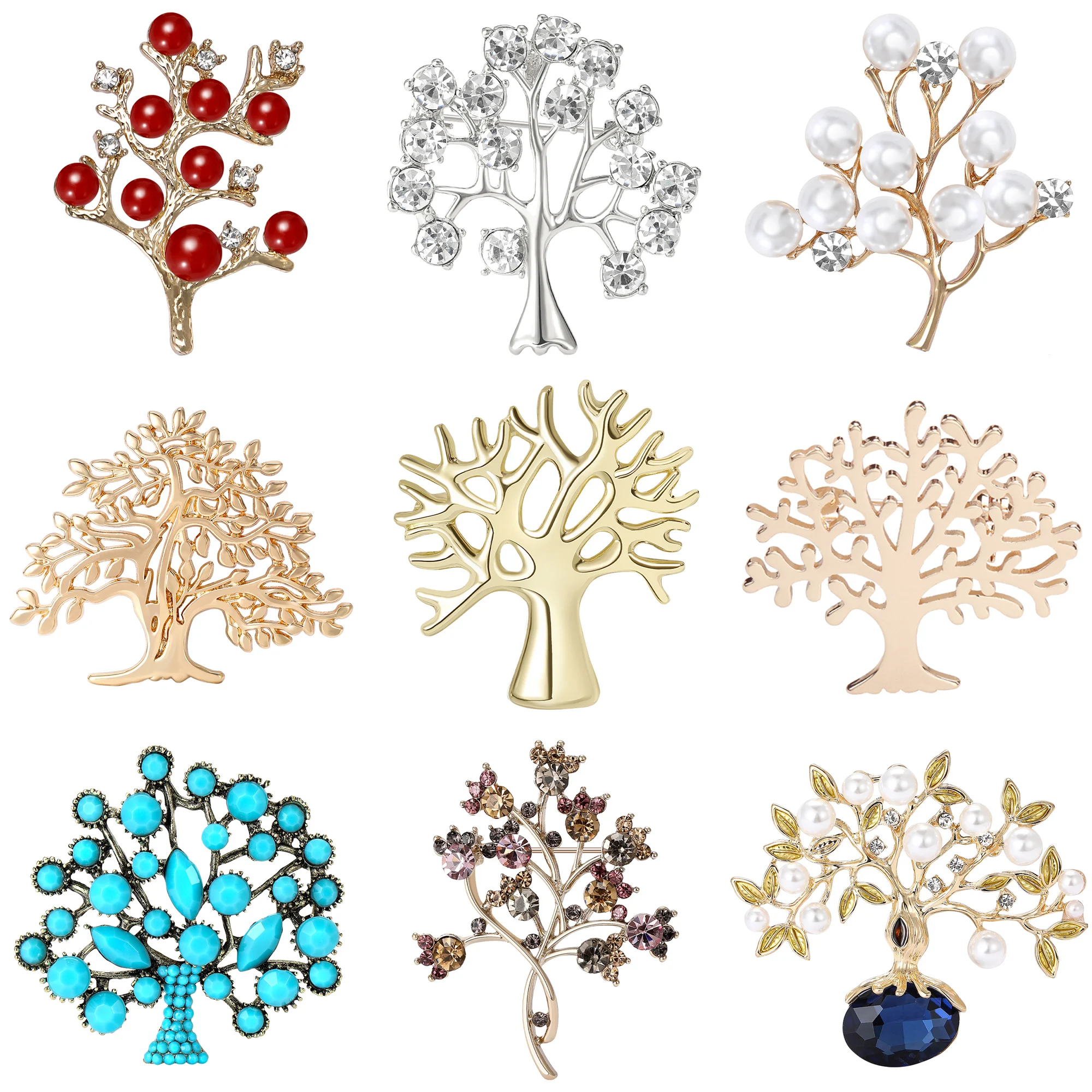 Luxus Emaille Glücksbaum Broschen für Frauen Unisex Perle Pflanze Pins Casual Party Zubehör Mode Geschenke Freunde Dekoration
