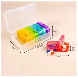 7 - Day Weekly Pill Organizer with Secret Compartments, Portable Travel Medicine Storage Box (Transparent color)