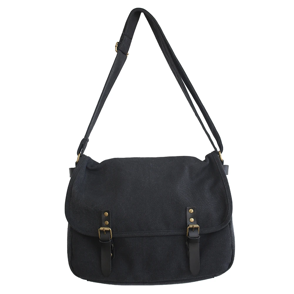 

Холщовая сумка-мессенджер в стиле унисекс, модные однотонные вместительные мешки для покупок с клапаном и пряжкой, подарок для путешествий, работы, школы