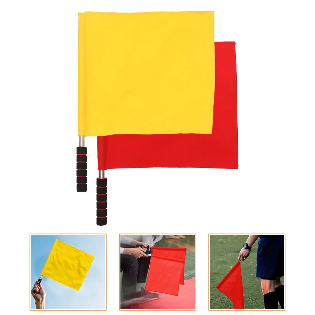 Referee Flag Stainless Flag Sponge Handle Patrol Linesman Performance Official Flag Sports Events Football Volleyball Track