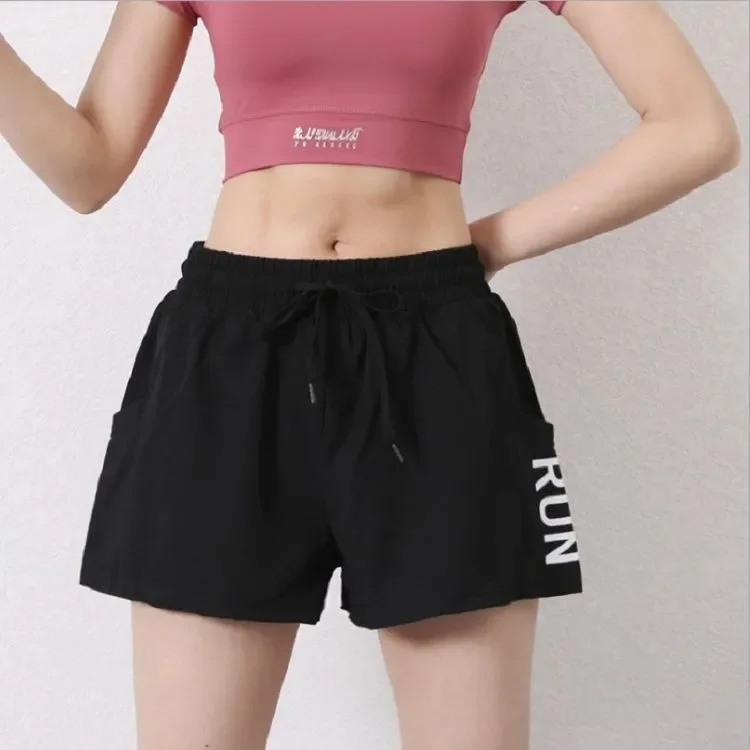 Sports Shorts Women Loose Quick-drying High Waist Casual Running Fitness Clothes Yoga Shorts with Pocket Gym