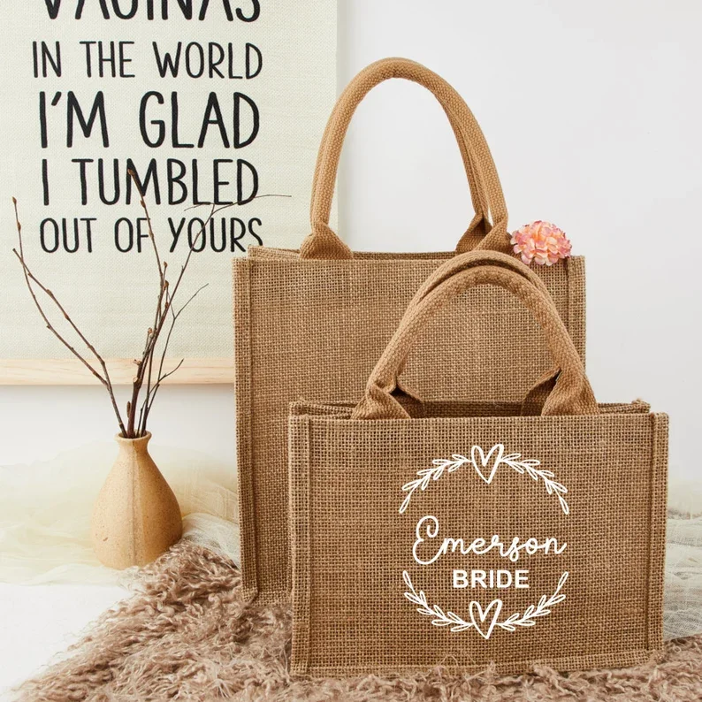 Jute Bag Bridesmaid Bags Amazon Personalized Burlap Tote Bags For
