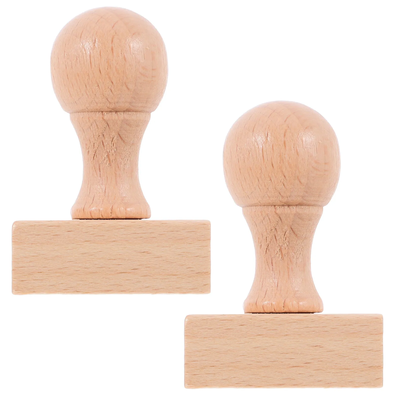 2Pcs 나무 스탬프 라운드 핸들 DIY 공예용 빈 도장 스크랩북킹 카드 만들기 일기 장식 창의력을 위한 나무 스탬프