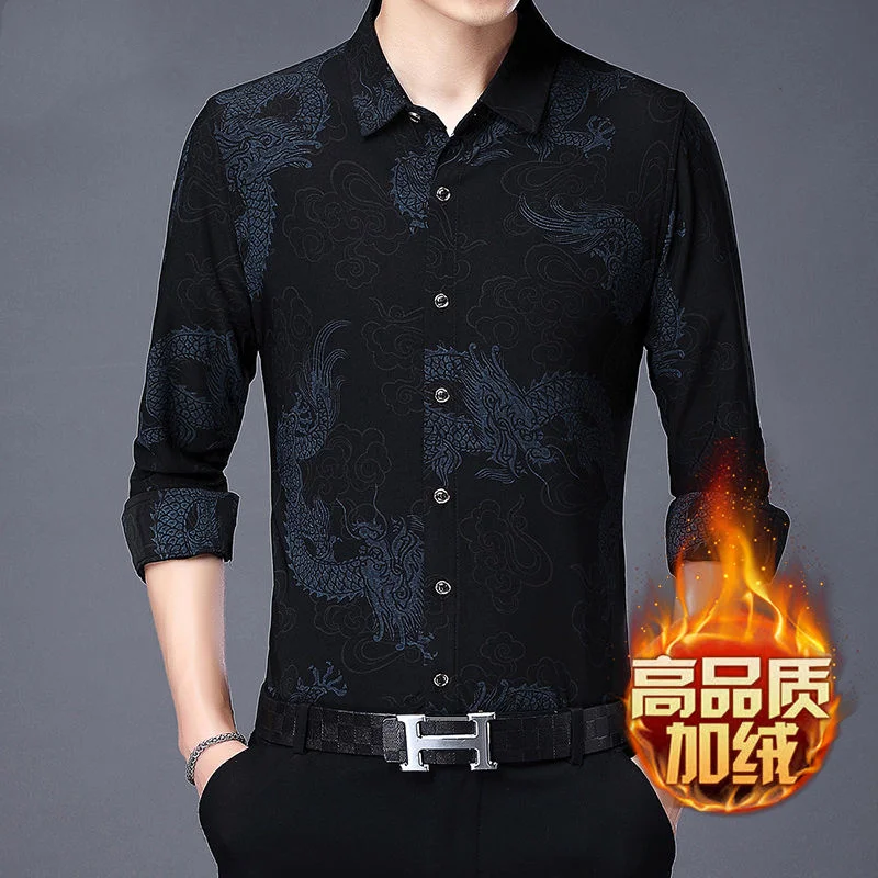 2023 autumn Winter new fashion Turn-down Collar Long Sleeve shirt man Casual Loose Vintage Button Cardigan Chinese style tops
