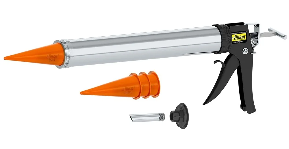 Albion Engineering Company DL-45-T17 Professional Line Special Deluxe Manual Bulk Caulking Gun with Metal Nozzle