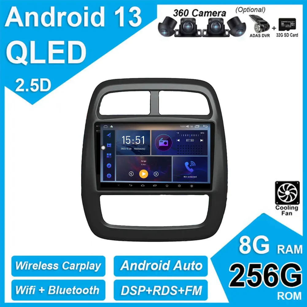 

IPS QLED Android 13 For Renault Kwid 2015-2019 Car WIFI Radio Multimedia Video Carplay Stereo GPS Player 4G Auto Navigation
