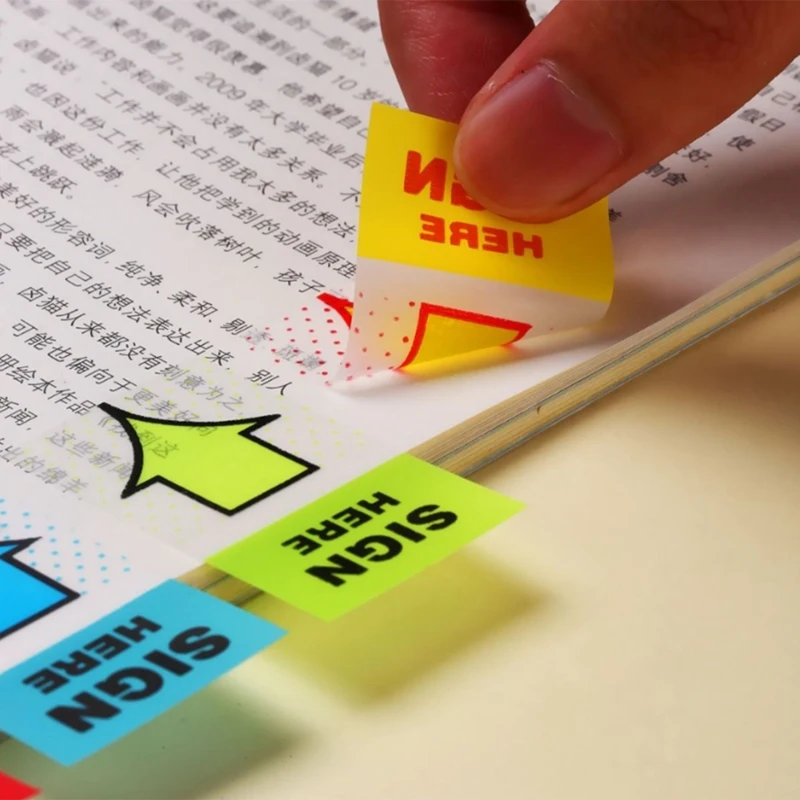 A85Q-500Pcs Sign Here Stickers,Labels Stickers Adhesive Sign Here Tabs Post Flags For Home Office School (4 Colors)