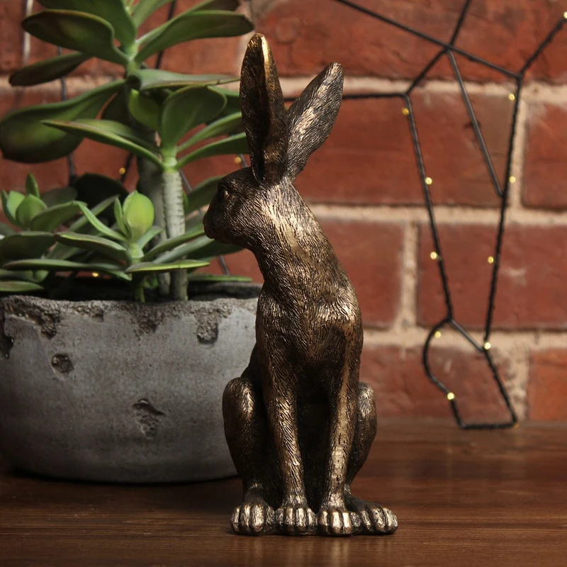 

Gold Hare Ornament, Sitting Hare Rabbit Antique Finish, Brass/Bronze Antique Style Collectable Decor Wildlife Easy Install