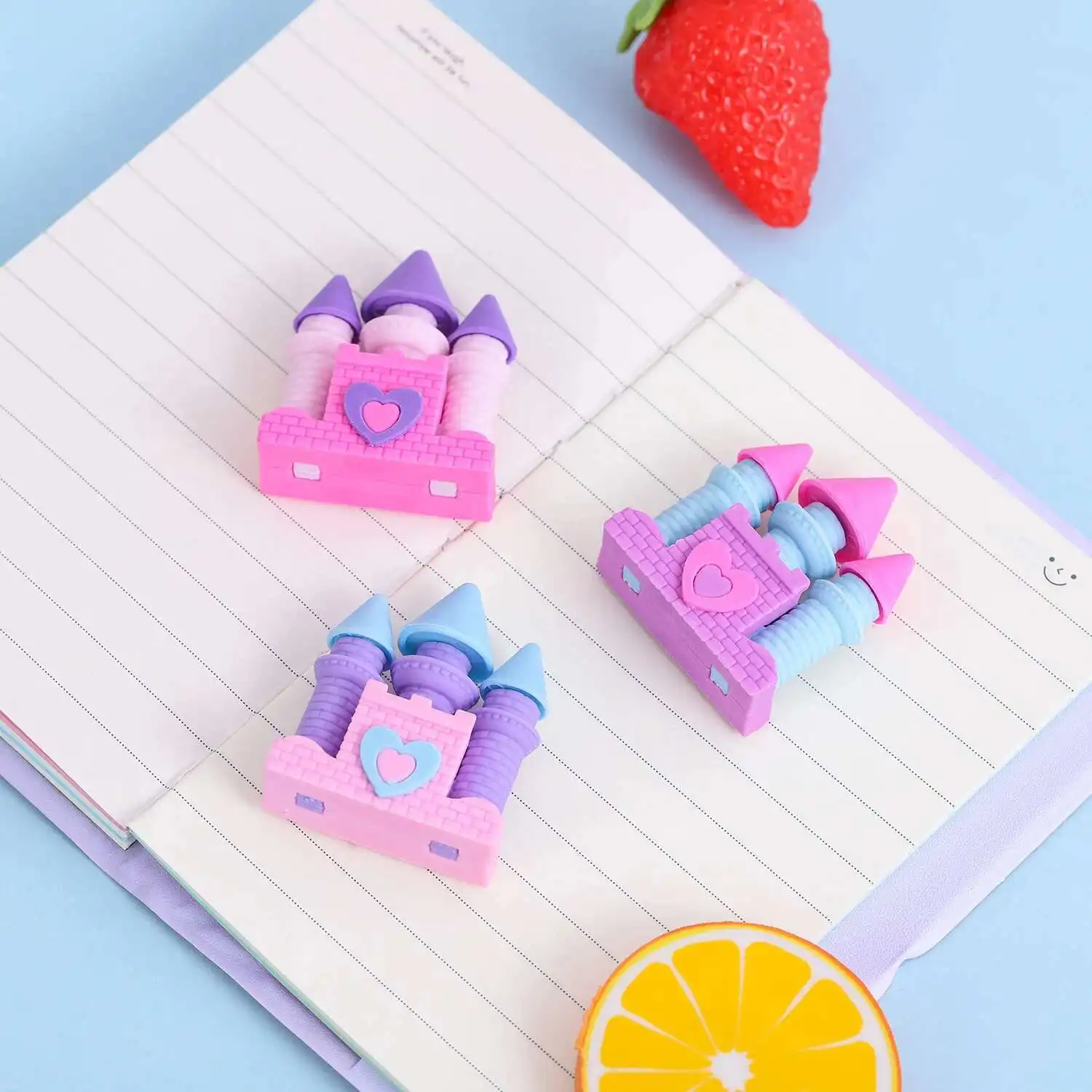 Cute Kawaii Princess Dream Castle Rubber Eraser Novelty Stationery Office School Supplies 1 Set pencil eraser