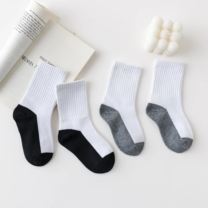 5 Pair Spring Autumn Children Socks 100% Cotton Girl Boy Baby Warm Soft White Black Gray For Winter 1-12 Year Kids Student Socks 2