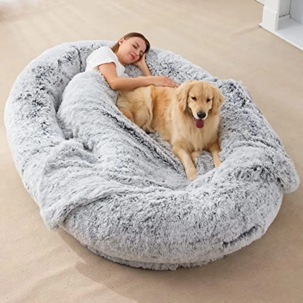 Grande letto per cani umani pelliccia di lusso formato umano lavabile 