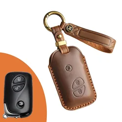 Lexus Premium Leather Car Key Cover - Elegant Key Fob Protector (Brown 3 - Button)