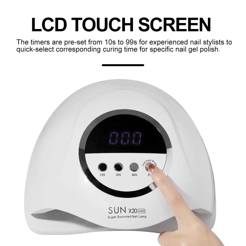 전문 UV LED 네일 램프 건조기, 4 타이머 메모리 기능 램프, 매니큐어용 젤 광택제 건조 램프, 72LED, 320W