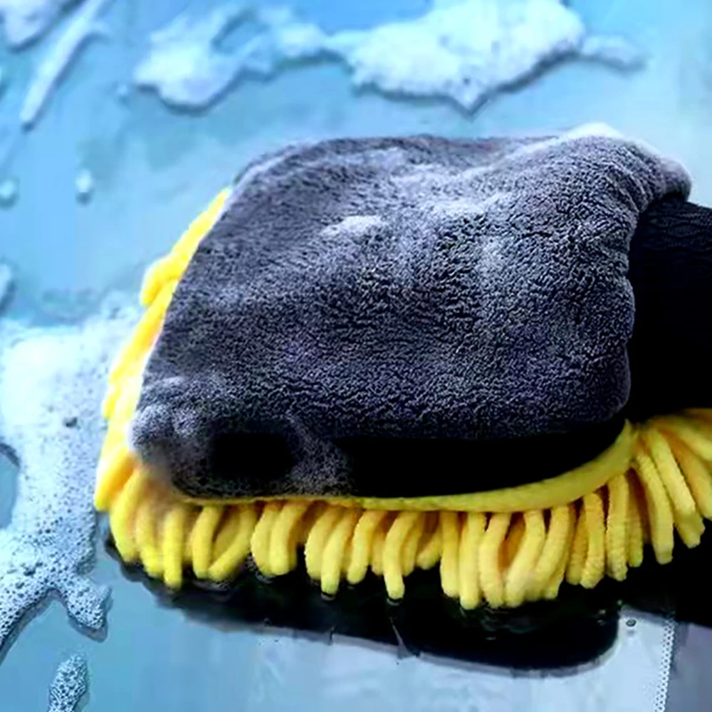 Waterproof Car Wash Microfiber Chenille Gloves Thick Car Cleaning Mitt Wax Detailing Brush Auto Care Double-faced Glove Clean