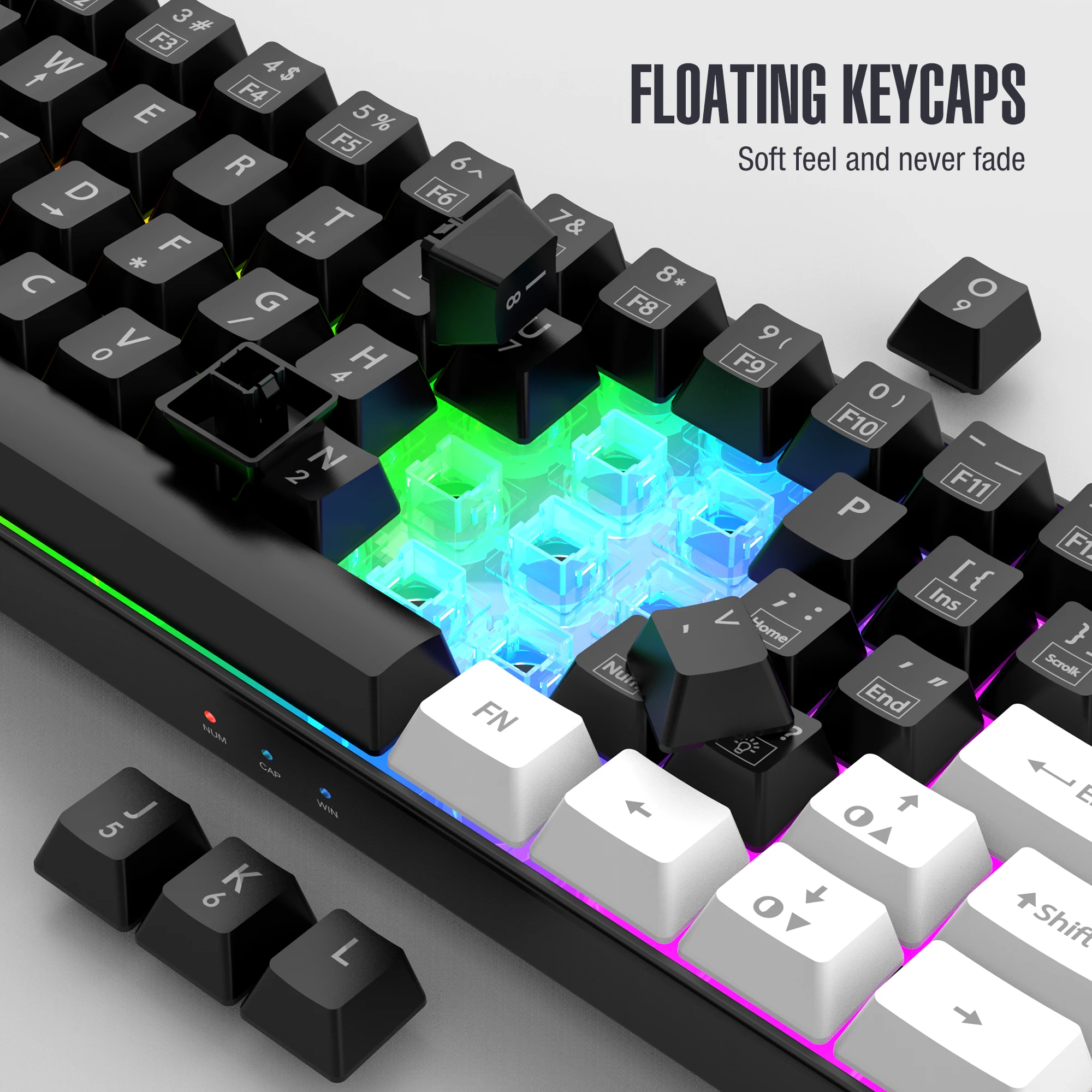 60% wired game keyboard, RGB backlit ultra-small keyboard, waterproof portable, computer/MAC game keyboard view 3
