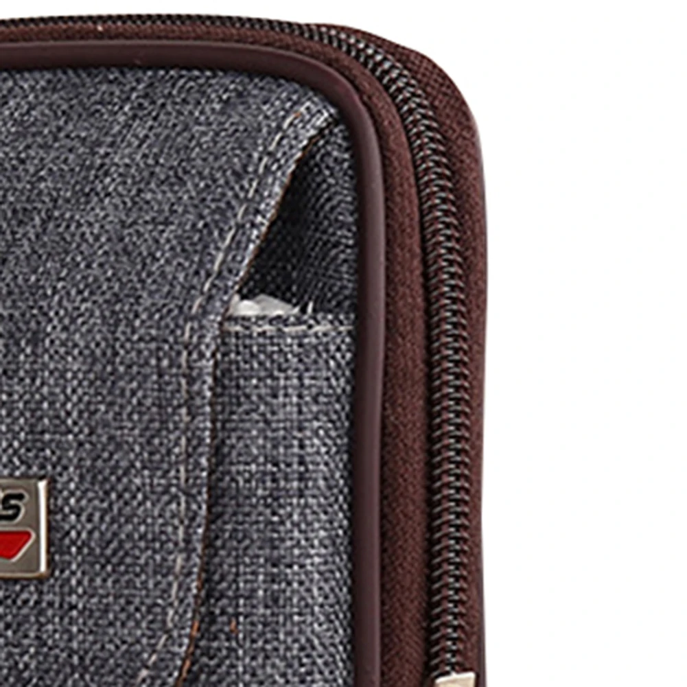 Men Canvas Belt Bag Double-Layer Running Waist Bag Zipper Fitness Belt Pack Waist Packs for Sports Travel Shopping