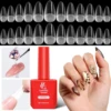 2pcs Gel Nail Kit, Almond Nail Tips and Nail Glue Gel Soak Off Gel Polish Curing Needed for Starters Nail Extension Women Gift 1