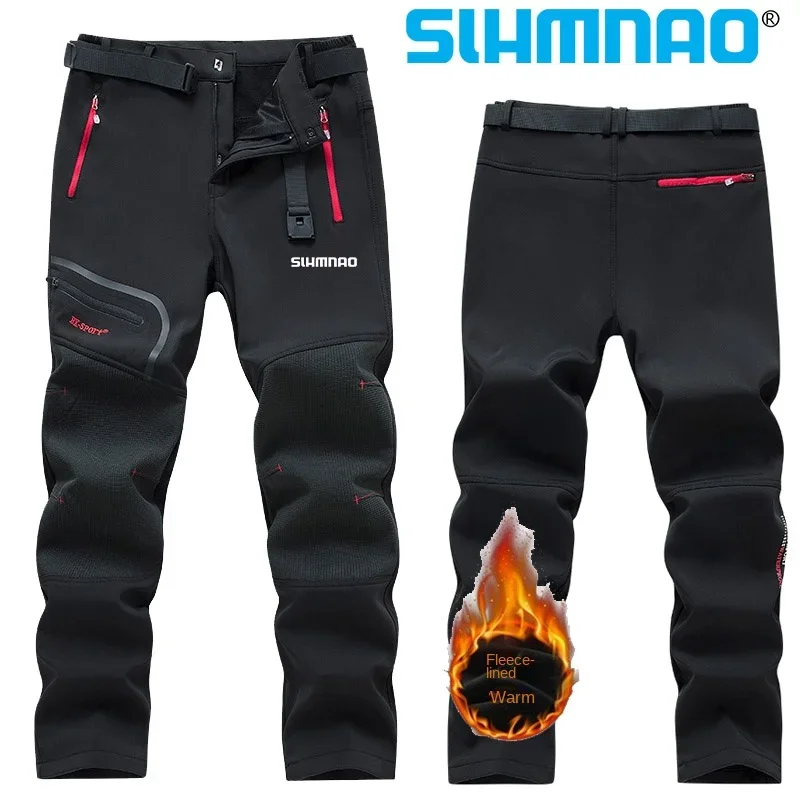 2025 Fishing Pants Windproof and Waterproof Autumn and Winter Soft Shell Cycling Pants for Men, Thick Warm Assault