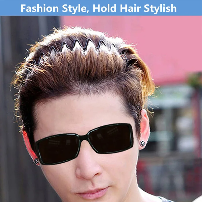 Unisex černá elastická ne zástrčka jednoduchý kov čelenky pro muži ženy vlnitý gumička do vlasů jaro vlasy obruč móda vlasy příslušenství