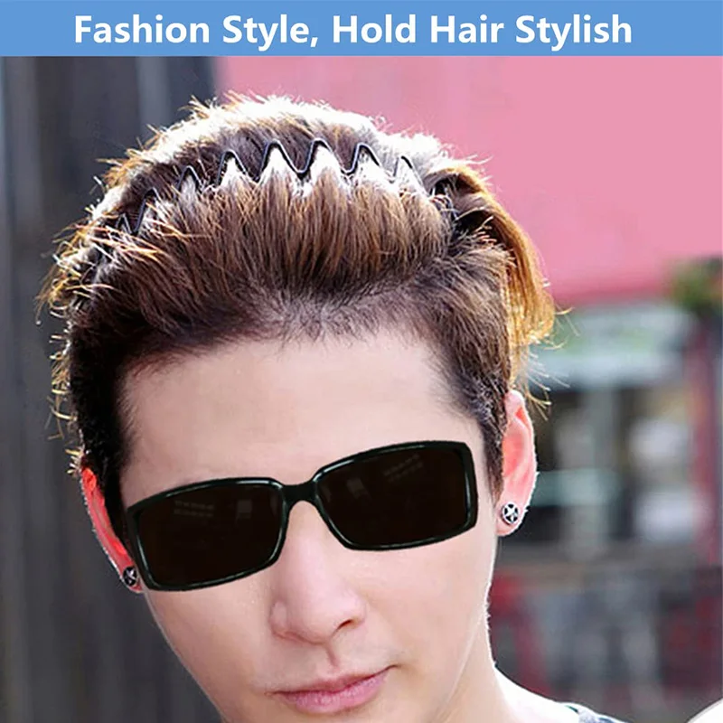 Unisex Black Elastic Non Slip Simple Metal Headbands For