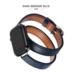 Premium Leather Strap Replacement for Apple Watch - Elegant and Durable Bracelet Accessory (Dark blue)
