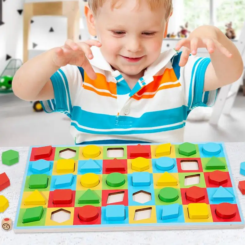 

Shape Matching Game Geometry Puzzle Sensory Board Educational Problem Solving Ability Pairing Color Sorter Training Game