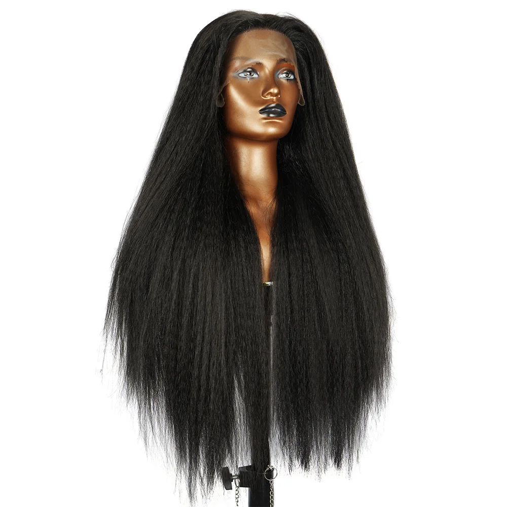 

Кудрявый прямой парик, натуральный длинный, плотность 180%, черный, женский, мягкий кудрявый парик, без клея