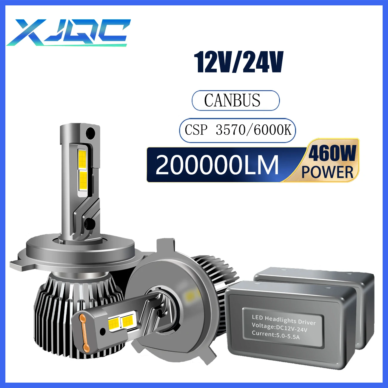 

XJQC 12V-24V 200000LM 460W H4 H7 HB3 HB4 H18 9005 9006 9012 LED Canbus Bulbs H1 H8 H9 H11 Car Headlights Auto Parts