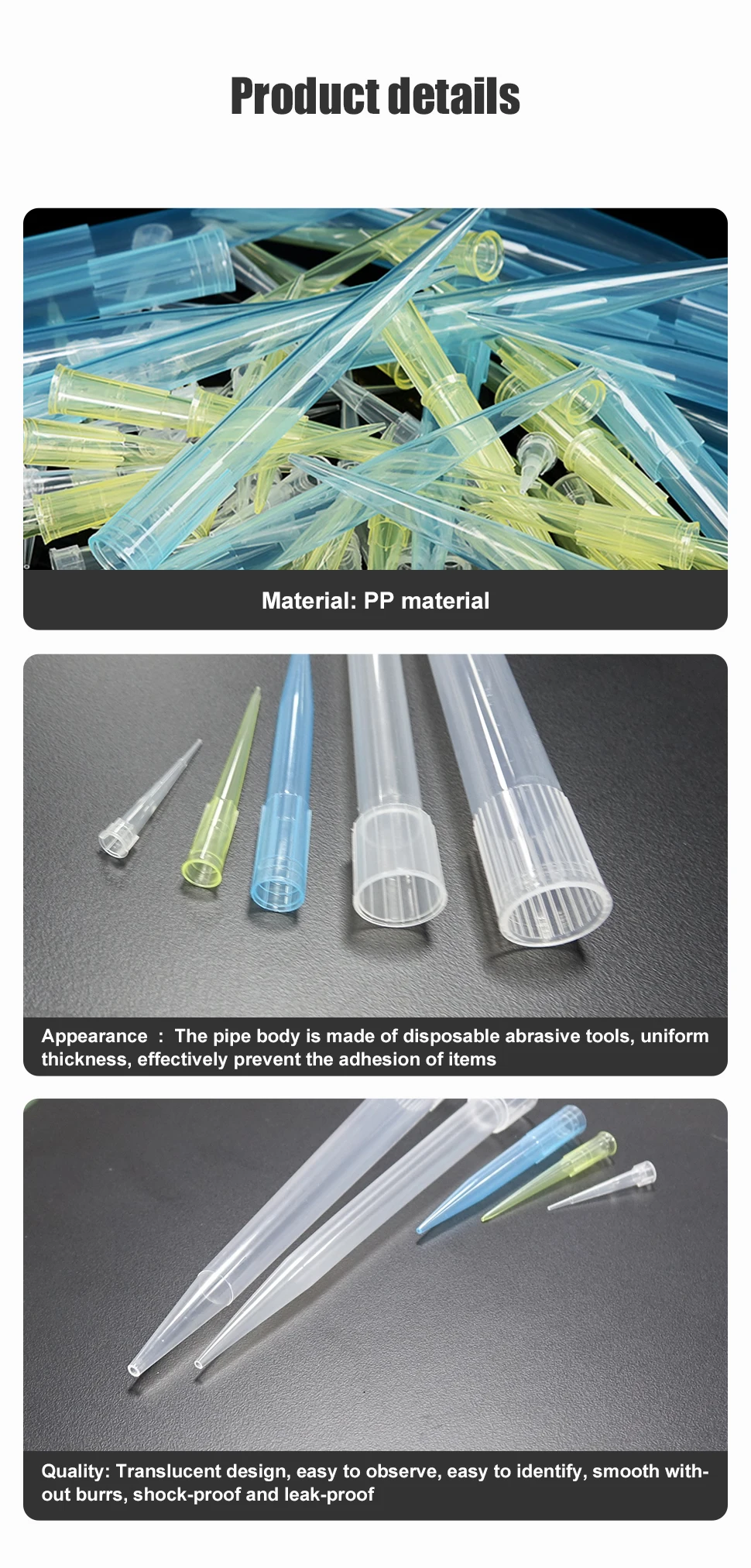 Westtune Laboratory 10ul 200ul 1 ml 5 ml 10 ml Labor-Flüssigkeitspipette Pipettierspitzen, Universal-Pipettenspitzen – Detail 3
