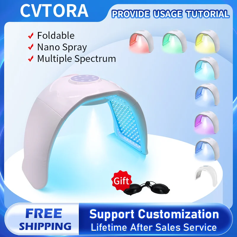 Water Cold Nano Spray PDT Facial LED Photon 8 Colors Skin Rejuvenation Acne Skin Care Anti Wrinkle Beauty Face Body Mask Salon