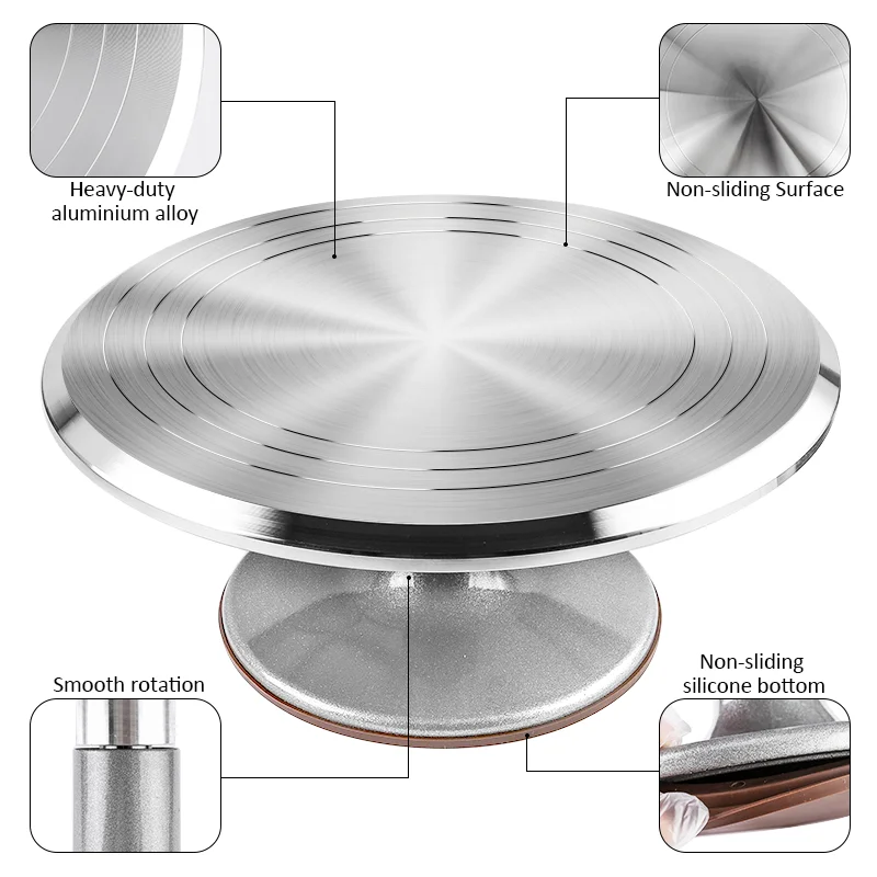 

Baking Tools Cake Turntable High-quality Cake Stand Stainless Steel Home Kitchen Supplies Stand Decorating Mute Rotary Tools