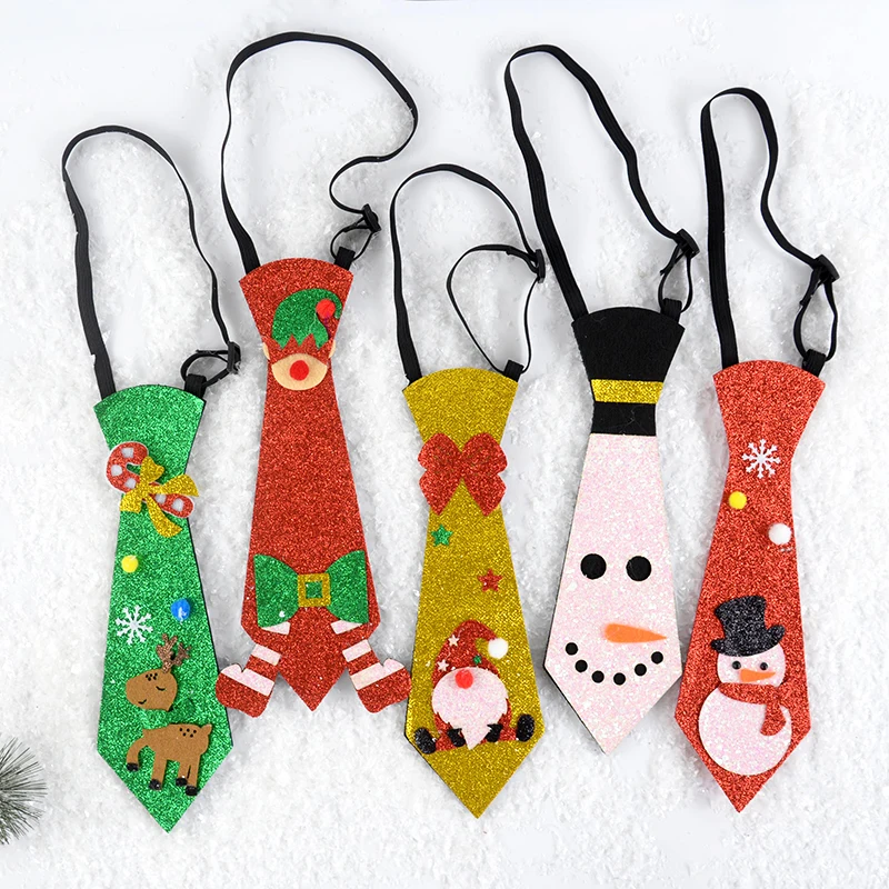 

Adjustable Elastic Rope Tie Santa Claus Elk Glitter Ties Christmas Decor New Year Supplies Xmas Kids Costume Accessories Gifts