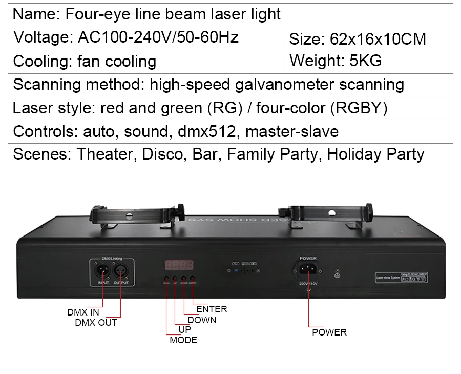 Padrão de Feixe Scanner para Discoteca Festa em Casa 4 em 1 Lente Retangular Laser Projetor Rgby Efeito Dmx dj Bar Feriado Festa 4 7 Computers & Electronics