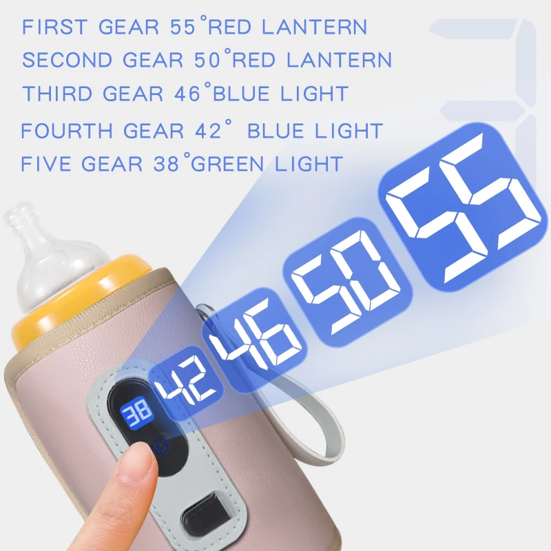 Portable Baby Bottle Insulation Sleeve, Baby Milk Insulation Device with LCD Screen, USB Insulation Bottle for Car Travel, Porta 2