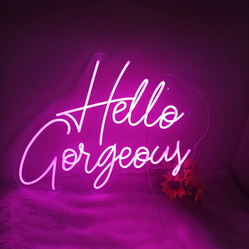

Neon Signs Custom Hello Gorgeous Led Light Sign for Wedding Party Decor Neon Bedroom Home Wall Decoration Aesthetic Night Lights