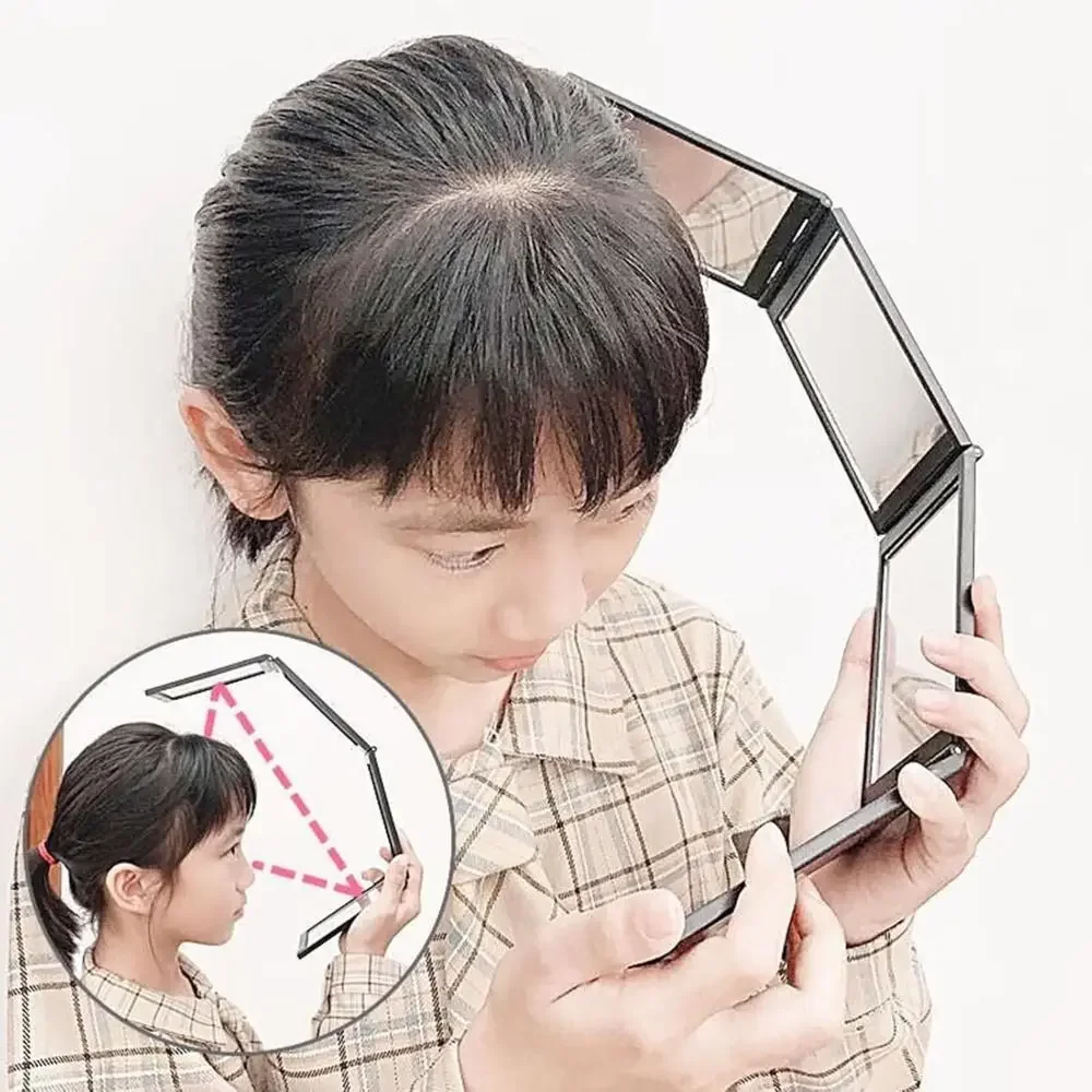 360-Degree Viewing Angle Multi Angle Folding Mirror Portable Handheld 4 Way Mirror Foldable 4-Sided Folding Makeup Mirror