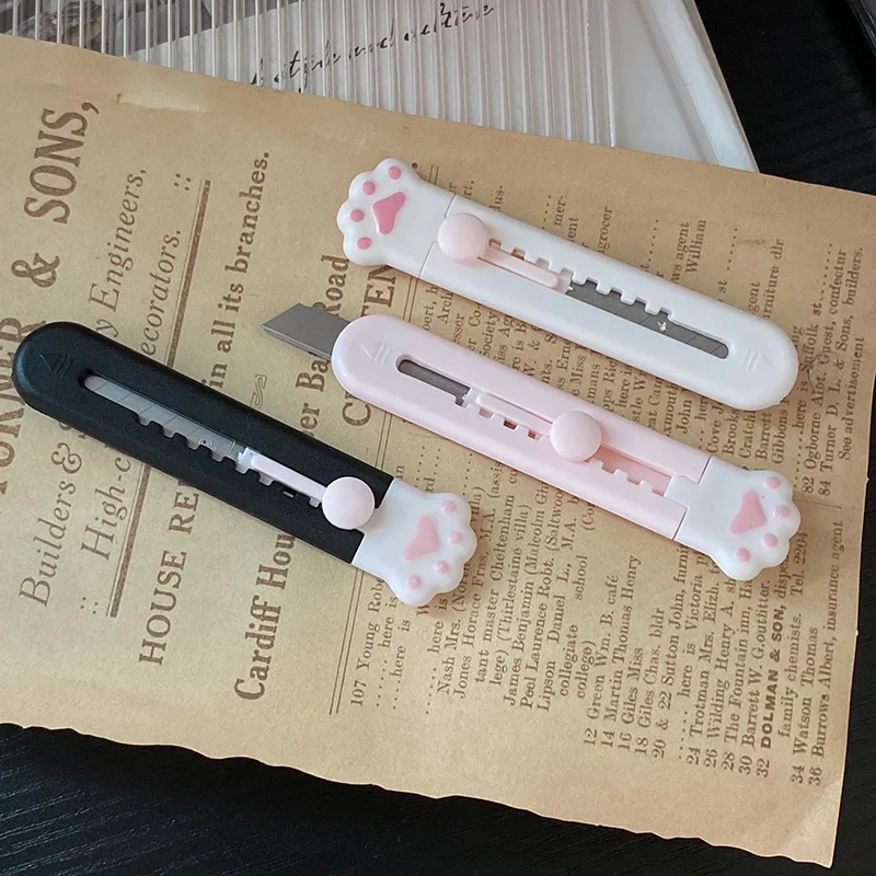 1pc Cute Mini Art Utility Knife Cartoon Cat Paw Cloud Flower Shape Cutter Express Box Paper Envelope Opener Blade Stationery