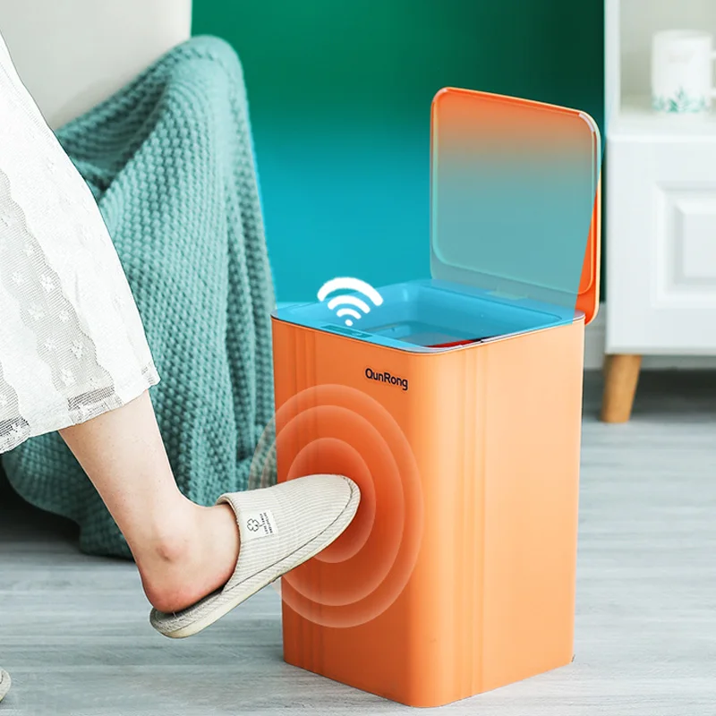

14L Smart Sensor Garbage Bin Bathroom Waterproof with Lid Electric Touch Type Kitchen Living Room Trash Can Waste Paper Basket
