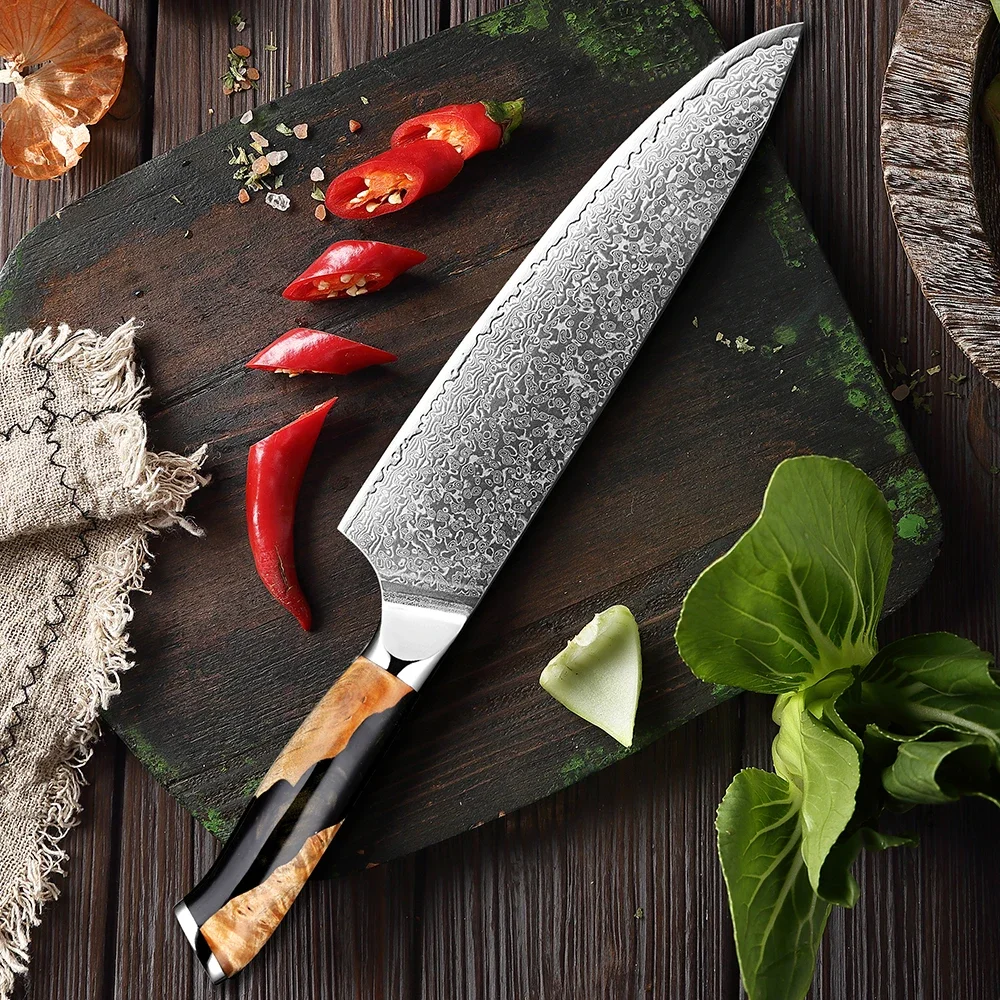 

Damascus Chef Knife 8 Inch Kitchen Knife Japanese 67 Layers Damascus Steel Gyuto Kiritsuke Knives Sharp Cooking Slicing Knife