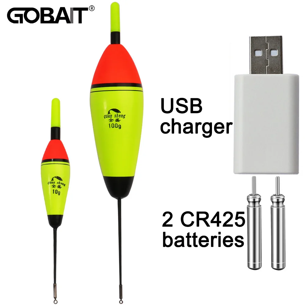 Flotteur pêche EVA 5g-100g flottabilité LED vertical recharge USB batterie CR425 jour nuit