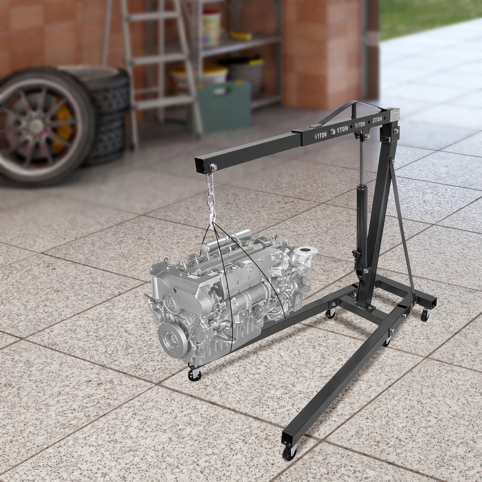Engine Hanger Engine Crane Hydraulic Car Crane 1T Ton Folding Mobile Auto Maintenance Tool